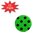Polka Dots - Black on Lime Green 1  Mini Magnet (10 pack)