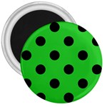 Polka Dots - Black on Lime Green 3  Magnet