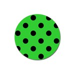 Polka Dots - Black on Lime Green Magnet 3  (Round)