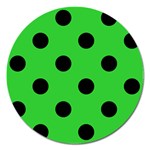 Polka Dots - Black on Lime Green Magnet 5  (Round)