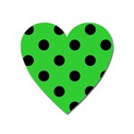 Polka Dots - Black on Lime Green Magnet (Heart)