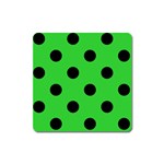 Polka Dots - Black on Lime Green Magnet (Square)