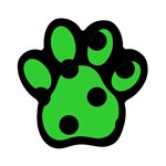 Polka Dots - Black on Lime Green Magnet (Paw Print)