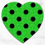 Polka Dots - Black on Lime Green Jigsaw Puzzle (Heart)