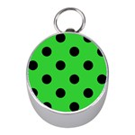 Polka Dots - Black on Lime Green Silver Compass (Mini)