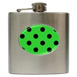 Polka Dots - Black on Lime Green Hip Flask (6 oz)