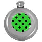 Polka Dots - Black on Lime Green Hip Flask (5 oz)