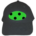 Polka Dots - Black on Lime Green Black Cap