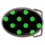 Polka Dots - Lime Green on Black Belt Buckle