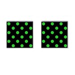 Polka Dots - Lime Green on Black Cufflinks (Square)