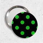 Polka Dots - Lime Green on Black 2.25  Handbag Mirror
