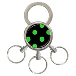 Polka Dots - Lime Green on Black 3-Ring Key Chain