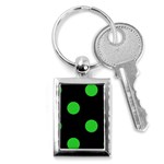 Polka Dots - Lime Green on Black Key Chain (Rectangle)
