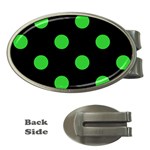 Polka Dots - Lime Green on Black Money Clip (Oval)
