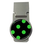 Polka Dots - Lime Green on Black Money Clip (Round)