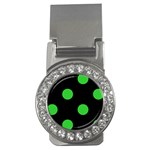 Polka Dots - Lime Green on Black Money Clip (CZ)