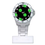 Polka Dots - Lime Green on Black Nurses Watch