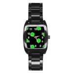 Polka Dots - Lime Green on Black Stainless Steel Barrel Watch