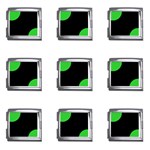 Polka Dots - Lime Green on Black Mega Link Italian Charm (9 pack)