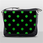 Polka Dots - Lime Green on Black Messenger Bag