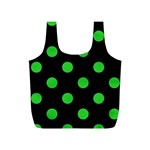Polka Dots - Lime Green on Black Full Print Recycle Bag (S)