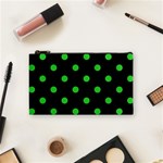 Polka Dots - Lime Green on Black Cosmetic Bag (S)