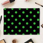 Polka Dots - Lime Green on Black Cosmetic Bag (XL)