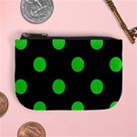 Polka Dots - Lime Green on Black Mini Coin Purse