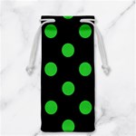 Polka Dots - Lime Green on Black Jewelry Bag
