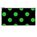 Polka Dots - Lime Green on Black Pencil Case