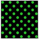 Polka Dots - Lime Green on Black Canvas 12  x 12 