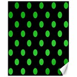 Polka Dots - Lime Green on Black Canvas 16  x 20 