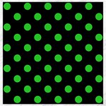 Polka Dots - Lime Green on Black Canvas 20  x 20 