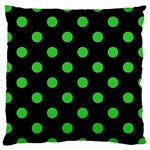 Polka Dots - Lime Green on Black Large Cushion Case (One Side)