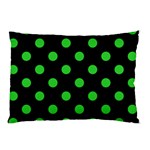 Polka Dots - Lime Green on Black Pillow Case (Two Sides)