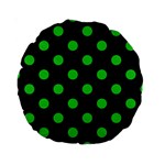 Polka Dots - Lime Green on Black Standard 15  Premium Round Cushion