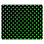 Polka Dots - Lime Green on Black Double Sided Flano Blanket (Small)