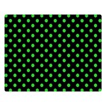 Polka Dots - Lime Green on Black Double Sided Flano Blanket (Large)
