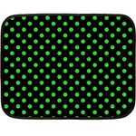 Polka Dots - Lime Green on Black Double Sided Fleece Blanket (Mini)