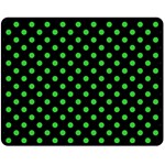 Polka Dots - Lime Green on Black Fleece Blanket (Medium) (One Side)
