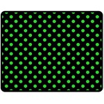 Polka Dots - Lime Green on Black Double Sided Fleece Blanket (Medium) (Two Sides)