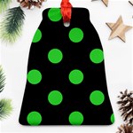 Polka Dots - Lime Green on Black Ornament (Bell)