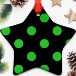 Polka Dots - Lime Green on Black Ornament (Star)