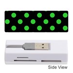 Polka Dots - Lime Green on Black Memory Card Reader (Stick)
