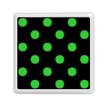 Polka Dots - Lime Green on Black Memory Card Reader with Storage (Square)