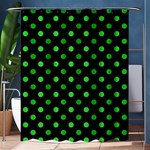 Polka Dots - Lime Green on Black Shower Curtain 60  x 72  (Medium)