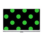 Polka Dots - Lime Green on Black Business Card Holder