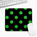 Polka Dots - Lime Green on Black Large Mousepad