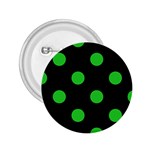 Polka Dots - Lime Green on Black 2.25  Button