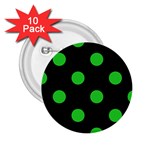 Polka Dots - Lime Green on Black 2.25  Button (10 pack)